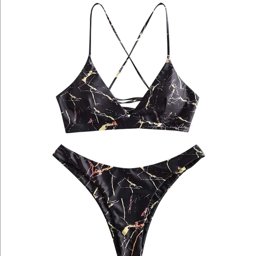 Zaful marble print bikini